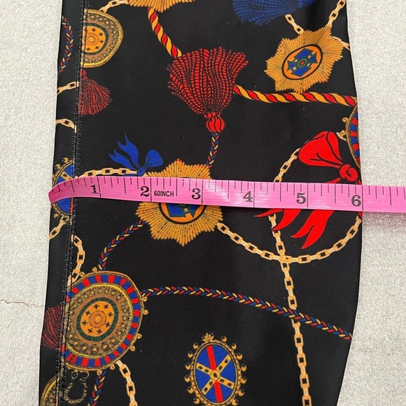 [38/7-7.5]ZARA Woman Black Satin Scarf Print Thigh High Heel Pointed Boots - Picture 9 of 11